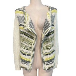 MOTH for Anthropologie open cardigan sweater in cream with yellow and gray